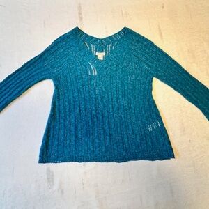 Lucky Brand Women's Teal V-Neck Soft Relaxed Fit Sweater Sz XL, NWT